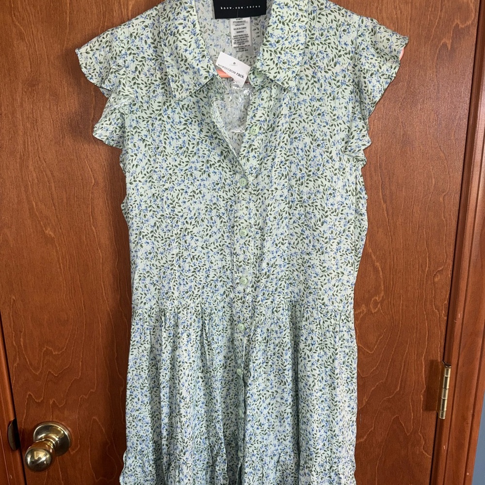 Floral Button Front Mini Dress NWT Lightweight Spring Summer Dress Size S - Picture 3 of 6